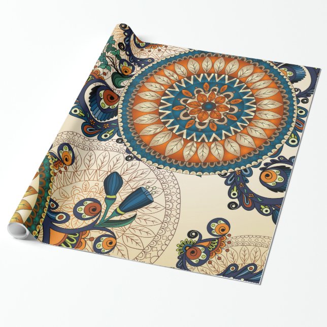 Papel De Presente Multicores Shabby Flowers (Desenrolado)