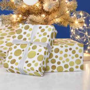 Papel De Presente Múltiplos Círculos Dourados em Fundo Branco
