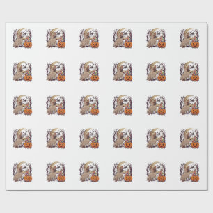 Papel De Presente Múmia de Halloween Bulldogue Francês Abóbora Doce