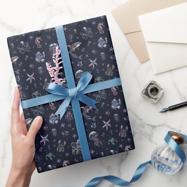 Papel De Presente Mundo Subaquático Sombrio Gótico (Presentear)
