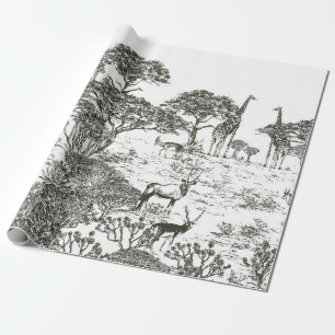 Papel De Presente Mural desenhado Safari Panorâmica View, African La