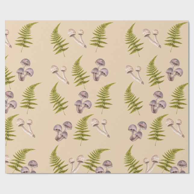 Papel De Presente Mushroom & Green Fern Woodland Themed (Aberto)