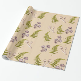 Papel De Presente Mushroom & Green Fern Woodland Themed