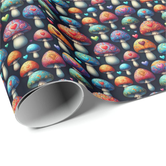 Papel De Presente Mushroom Love (Ponta do rolo)