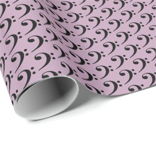 Papel De Presente Music Black Bass Clef em Mauve Mist Roxo