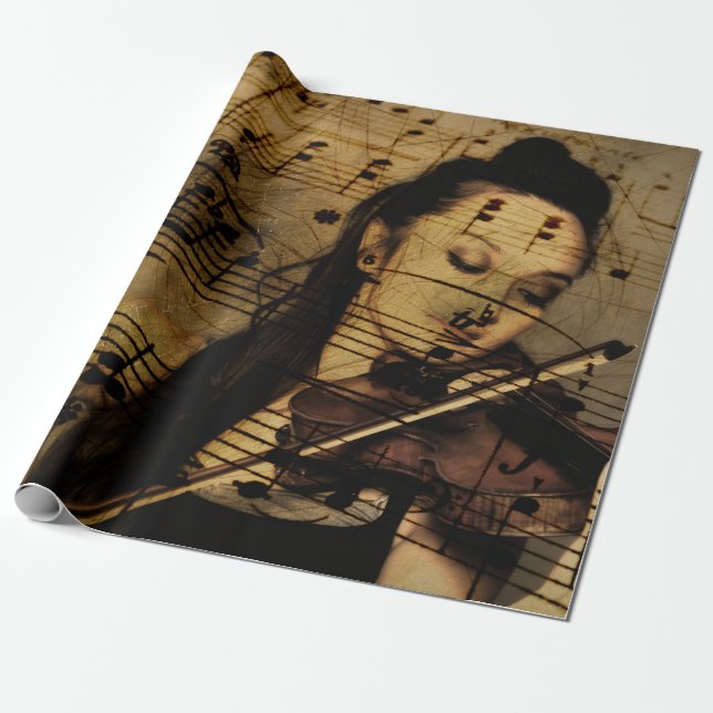 Papel De Presente Música artística do violino (Desenrolado)
