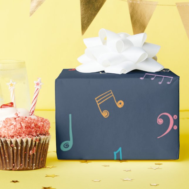 Papel De Presente Música azul (Festa de aniversário)