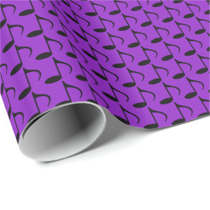 Papel De Presente Música Black Oitava Notas em Roxo