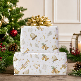 Papel De Presente Música de Natal Elegante Sinos