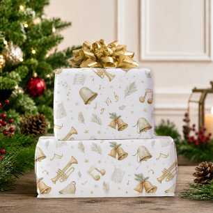 Papel De Presente Música de Natal Elegante Sinos