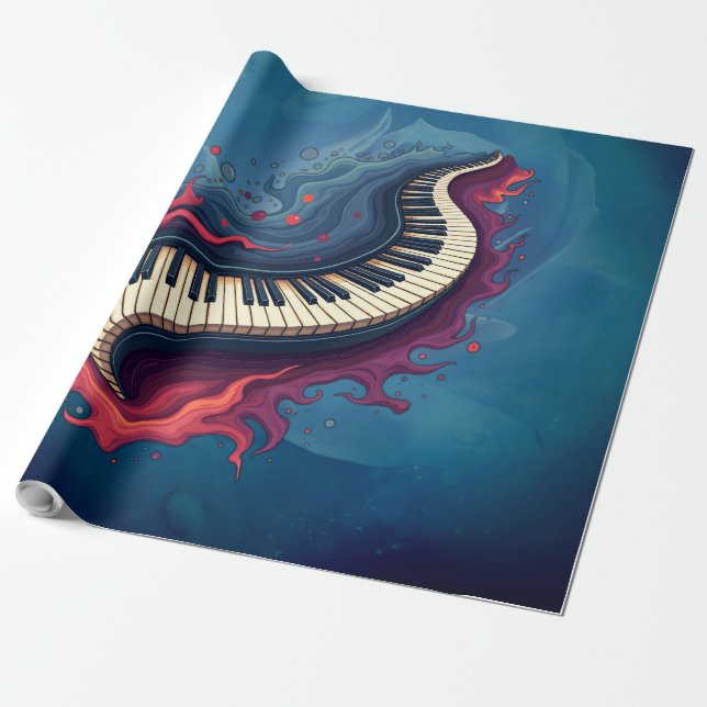 Papel De Presente Música em movimento, o piano curvo.  (Desenrolado)