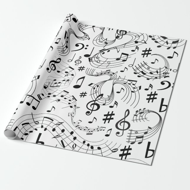Papel De Presente Música, Notas Musicais (Desenrolado)