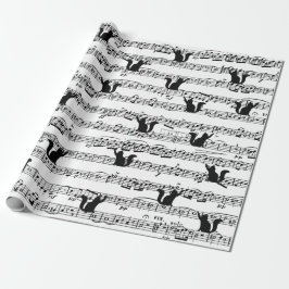 Papel De Presente Música Preta para Cat On Sheet
