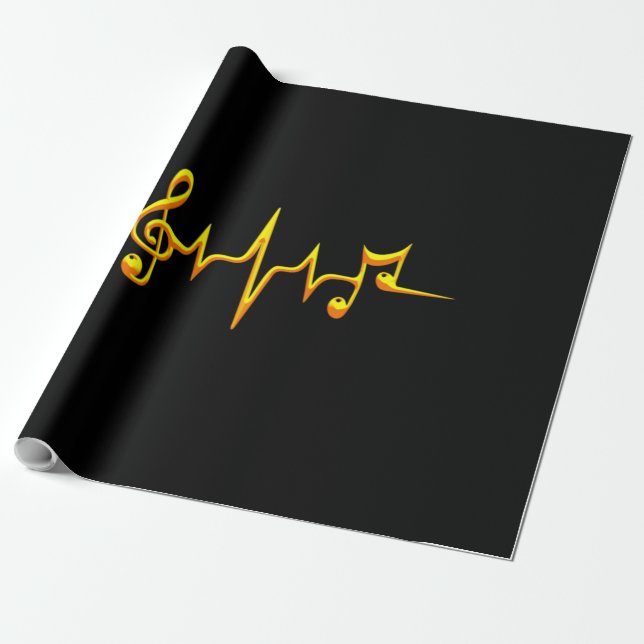 Papel De Presente Música Pulse Notes Clef Frequency Wave Sound (Desenrolado)