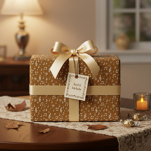 Papel De Presente Musical branco com cor de fundo personalizada