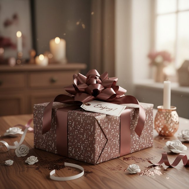 Papel De Presente Musical Branco com cor de fundo personalizada (Criador carregado)