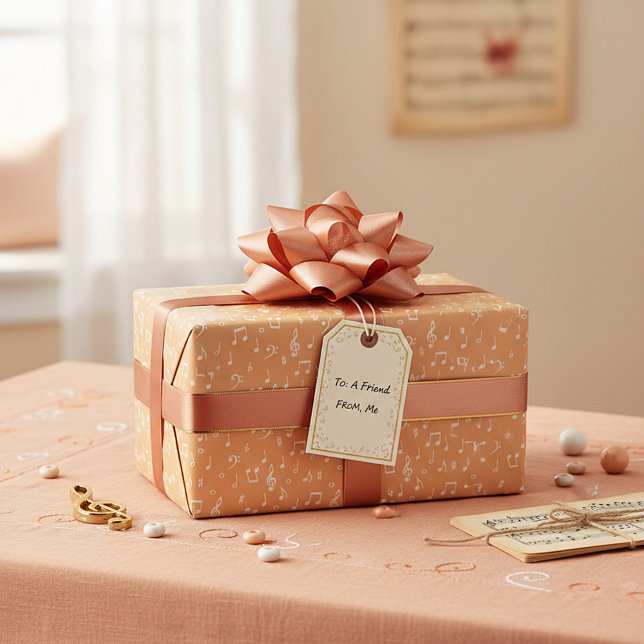 Papel De Presente Musical branco com cor de fundo personalizada (Criador carregado)