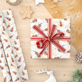 Papel De Presente Musical Christmas Violins Dourado Music Notes