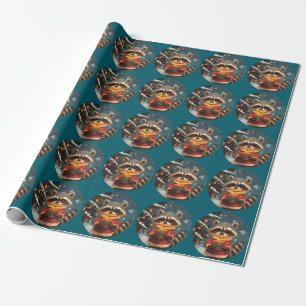 Papel De Presente Músicas de natal da neve raccoon