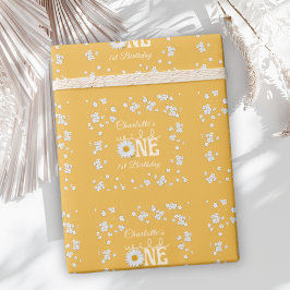Papel De Presente Mustard Daisy Wild One 1st Birthday