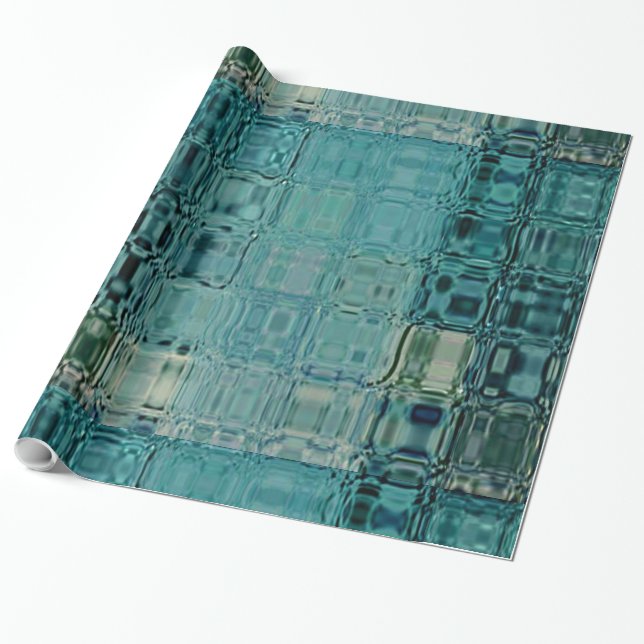 Papel De Presente MVB Blue Teal- FauxGlass - Papel de enrolamento (Desenrolado)