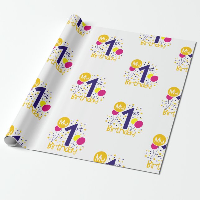 Papel De Presente My 1st Birthday  (Desenrolado)