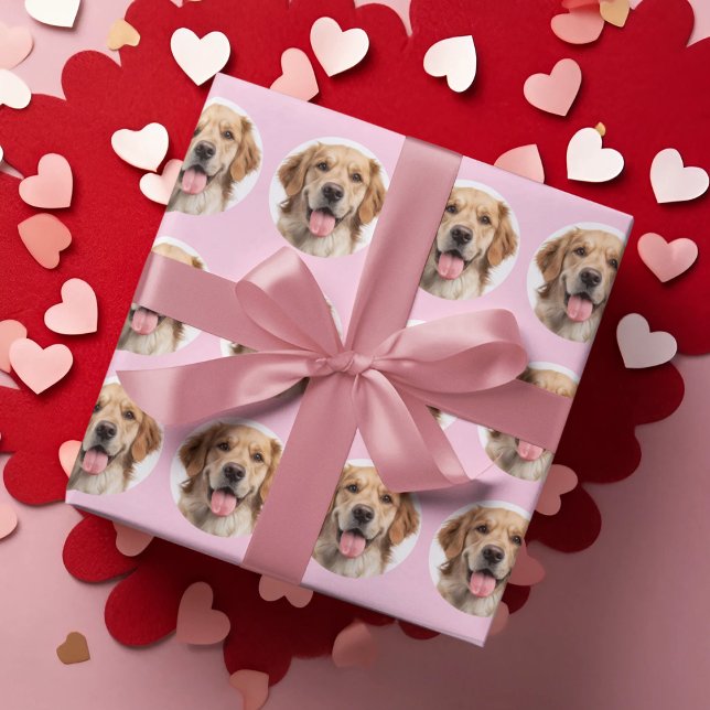 Papel De Presente My Dog Is My Valentine Custom Photo Wrapping Paper (Criador carregado)