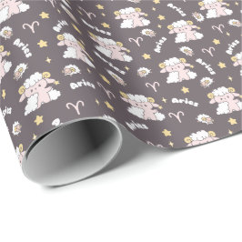Papel De Presente Mystic Aries Zodiac Night Bunny e Ram