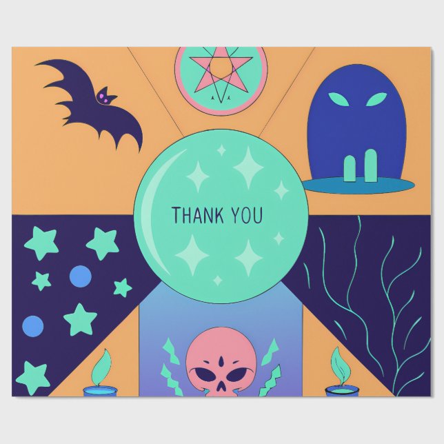 Papel De Presente Mystical Elements with a Thank You Message (Aberto)