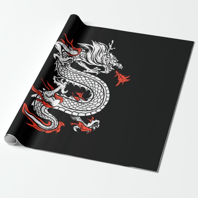 Papel De Presente Mythical Ancient Asian Chinese Dragon (Desenrolado)