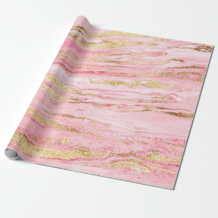 Papel De Presente Na moda cor-de-rosa e Abstrato Dourada pintado mar