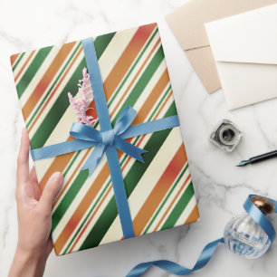 Papel De Presente Na moda de Elegante Retro Laranja e Verde Pastel