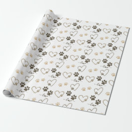 Papel De Presente Na moda DOG PAW PRINTS (IMPRESSÕES DE PAW) e AMOR 