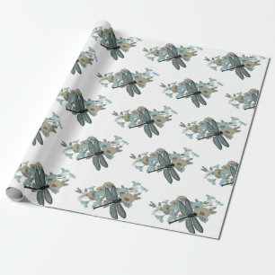Papel De Presente Na moda Dragonfly Chic Floral