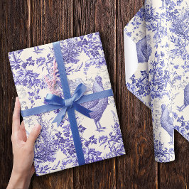 Papel De Presente Na moda Elegante Galo Azul Floral do Galo da Vinta