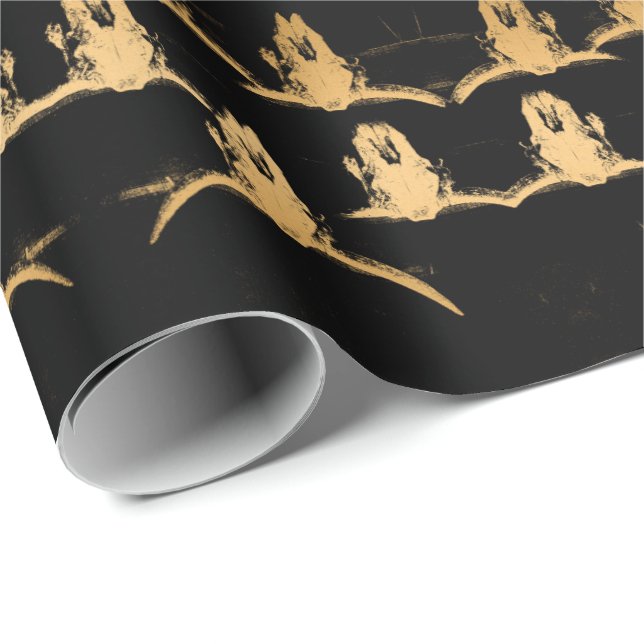 Papel De Presente Na moda Elegante Preto Dourado (Ponta do rolo)