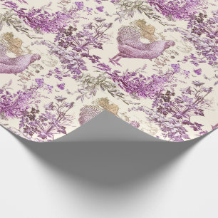 Papel De Presente Na moda Elegante Rooster Roxo