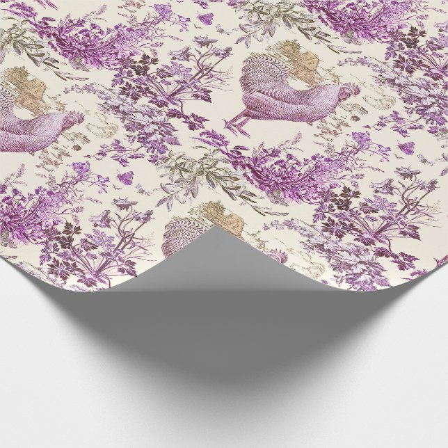 Papel De Presente Na moda Elegante Rooster Roxo (Ponta)