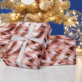 Papel De Presente Na moda Girly Pink Rose Dourada Zebra Glitz