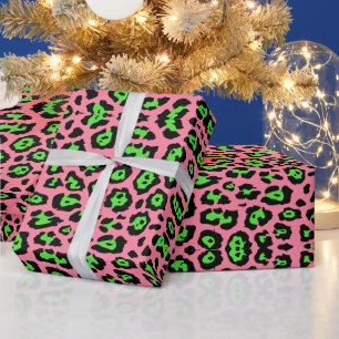 Papel De Presente Na moda-leopardo imprimido verde-rosa-tendências
