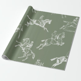 Papel De Presente Na moda moderno Sage Green Horseback Toile