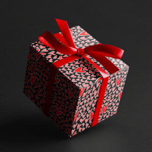 Papel De Presente Na moda Red Heart Pattern dia de os namorados