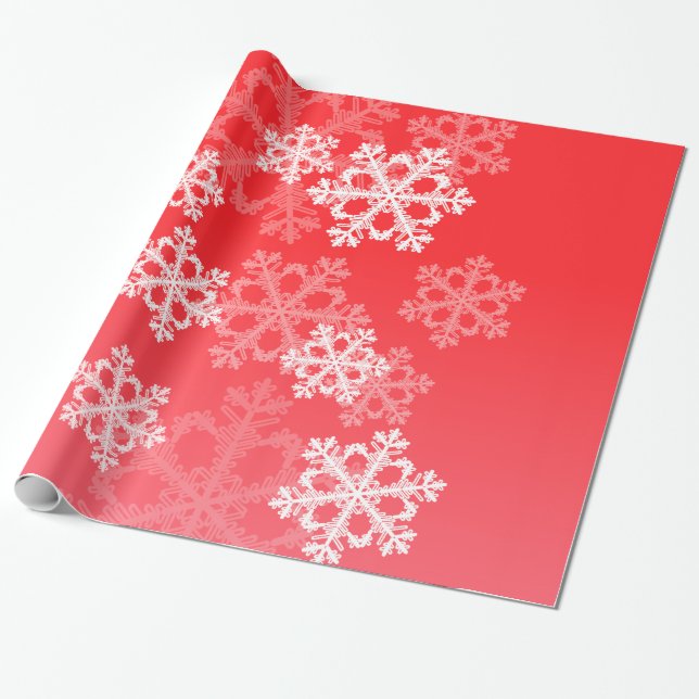 Papel De Presente Na moda Red Snowflakes Padrão de Natal moderno (Desenrolado)