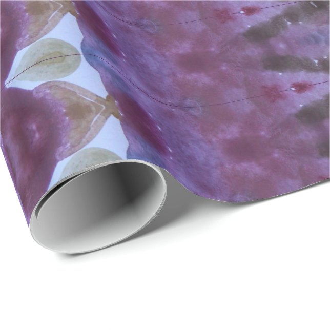 Papel De Presente Na moda Roxo E Verde Projetado Para Entalhe (Ponta do rolo)