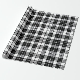 Papel De Presente Na moda, Xadrez de Tartan Monocromático Branco