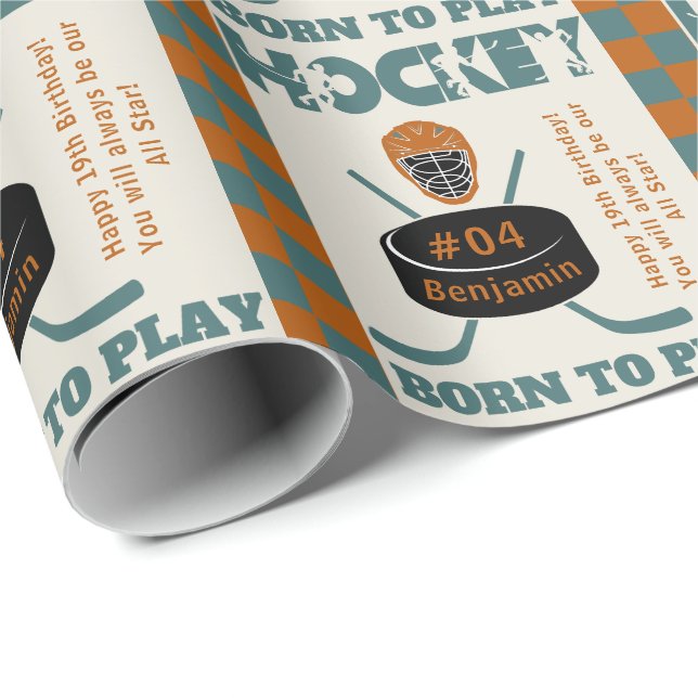 Papel De Presente Name Age Jersey Number Sentiment Hockey (Ponta do rolo)