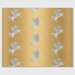 Papel De Presente NAMORADO DE ANIVERSÁRIO DO UNICORN Dourado PRATA
