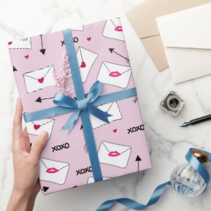 Papel De Presente Namorados ama corações cartas e setas
