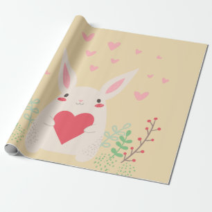 Papel De Presente Namorados bonitinho do coração do coelho