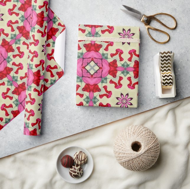 Papel De Presente Namorados de corações vermelhos do abstrato 13 (Artesanato)